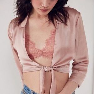 Urban Outfitters - Pink Silk Tie Top